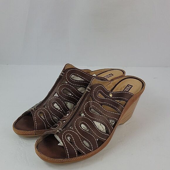 Pikolinos Capri CutOut Leather Comfort Wedge Women's Mule - Picture 7 of 14